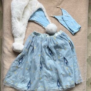 Hanna Andersson Disney Frozen Elsa Light Blue skirt, fur hat and gloves